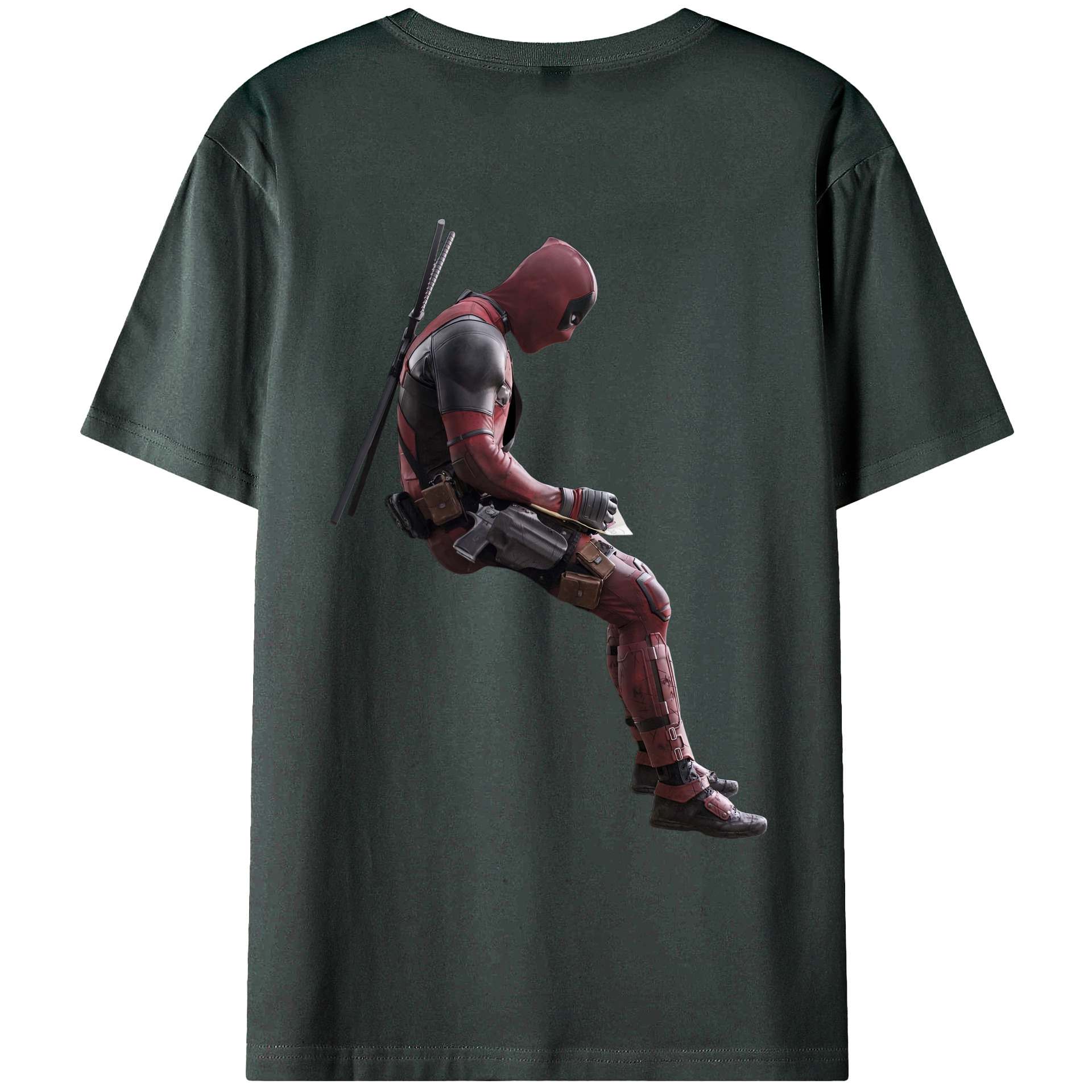 （画像用） Deadpool デッドプール 綿100％ メンズ半袖Tシャツ（バックプリント） 通気性